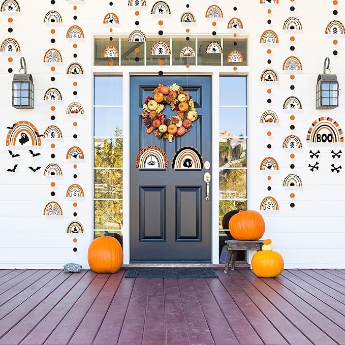 Halloween Party Decoration Black Orange Spooky Rainbow Hanging