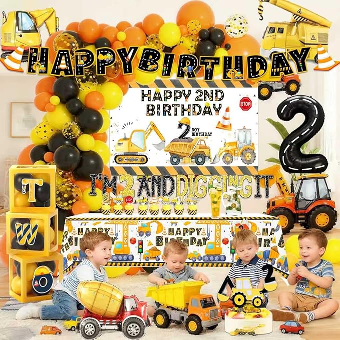 Construction 2nd Birthday Party Supplies Boy Dump Truck Digger Zone