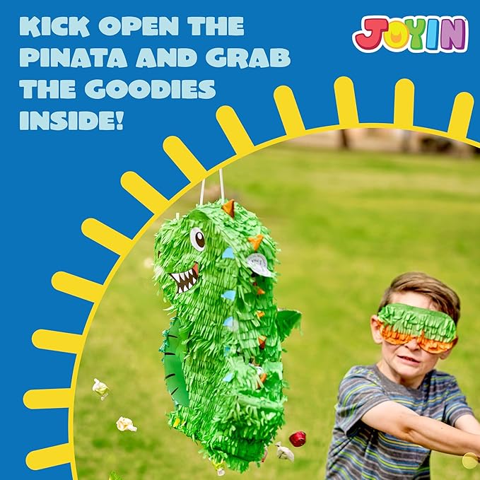Dinosaur Pinata with Plastic Bat and Paper Blindfold 15.5H X 10.5W X