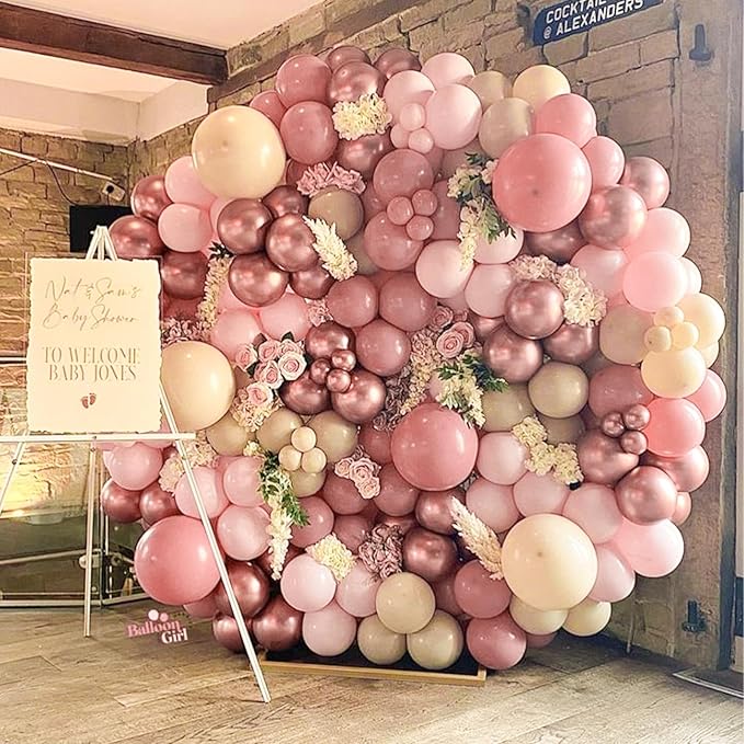 PartyWoo Dusty Pink Balloons 101pcs 12 Inch Boho Blush Lilac Pink