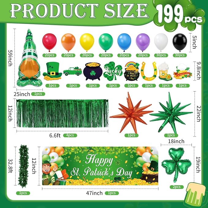 199 Pcs St Patrick's Day Parade Float Decoration Kit St Patricks Day