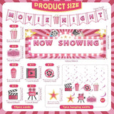 Pink Movie Night Party Decorations 36Pcs Now Showing Party Supplies