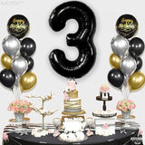 KatchOn Black Number 3 Balloon - Giant, 40 Inch | 3rd Birthday