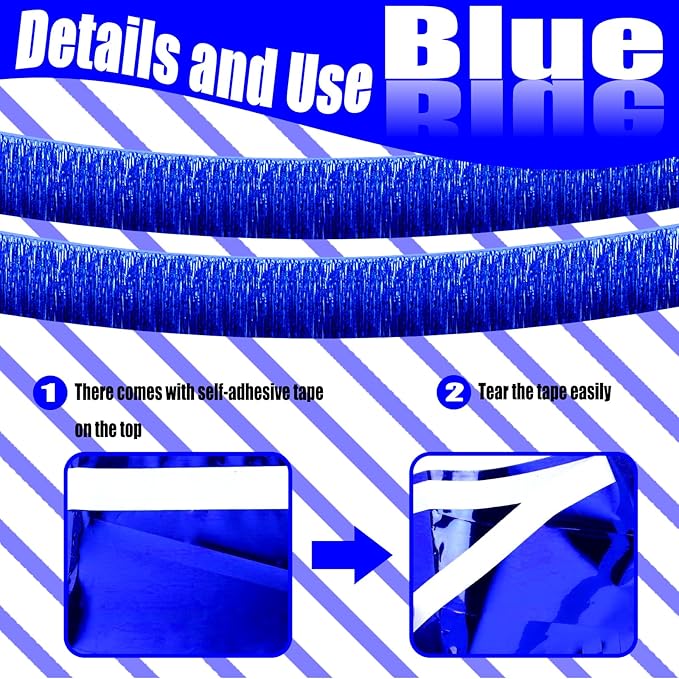 6 Pack 10 Feet Foil Fringe Garland Metallic Tinsel Streamers Banner