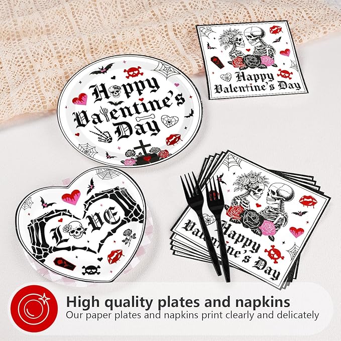 96Pcs Valentine's Day Party Supplies Romantic Gothic Heart Love