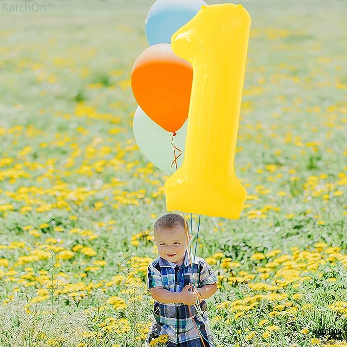 KatchOn, Yellow Number 1 Balloon - 40 Inch, Helium Supported | Mylar