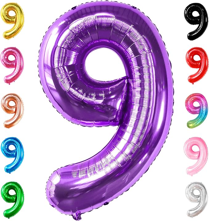 KatchOn, Giant Purple Number 9 Balloon - 40 Inch | Foil 9 Birthday
