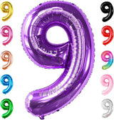 KatchOn, Giant Purple Number 9 Balloon - 40 Inch | Foil 9 Birthday