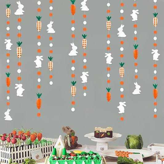 Easter Party Decorations Bunny Carrot Circle Dot Garland Streamer