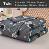 JSD Grey Astronaut Kids Comforter Set Twin Size, 2 Piece Space Theme