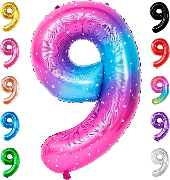 KatchOn, Giant Rainbow 9 Balloon Number - 40 Inch | Foil 9 Birthday