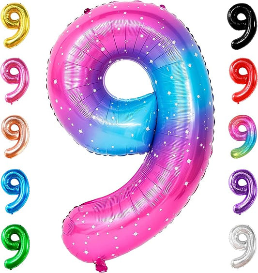 KatchOn, Giant Rainbow 9 Balloon Number - 40 Inch | Foil 9 Birthday