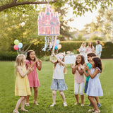 Princess Castle Pinata Set - Coquette Pink Castle Pull String Piñata
