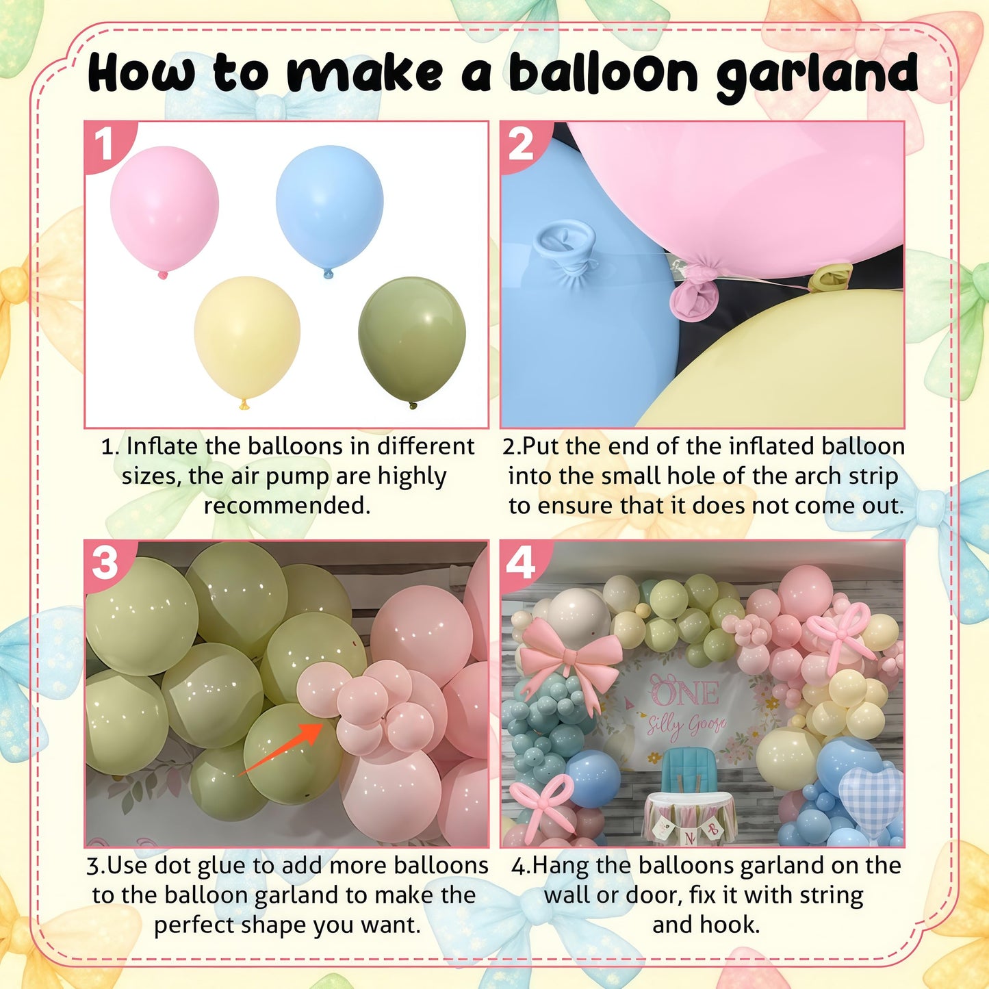 Goose Balloon Arch Kit Pastel Pink Blue Sage Green Balloons Garland