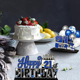 LINGTEER Happy 21st Birthday Blue Acrylic Table Topper Centerpieces