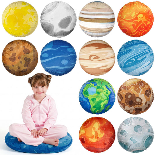 Hahafelt 12 Pcs Cute Planet Floor Pillow 13.78 Inch Soft Planet
