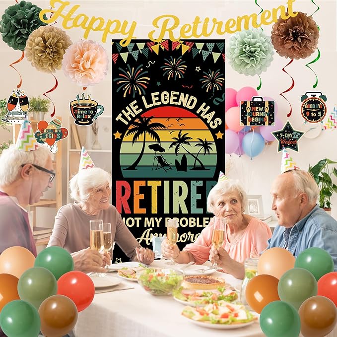 Retirement Decorations for Men Women Colorful Vintage