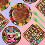 96Pcs Hawaiian Tiki Party Supplies Tiki Party Plates Disposable