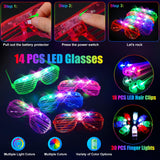 SHQDD 158 PCS Glow in the Dark Party Supplies, 14PCS LED Glasses,