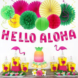 Hawaiian Aloha Luau Flamingo Party Decorations Supplies 21pcs Hello