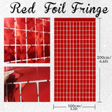 GOER Red Party Backdrop Metallic Tinsel Foil Fringe Curtain Photo