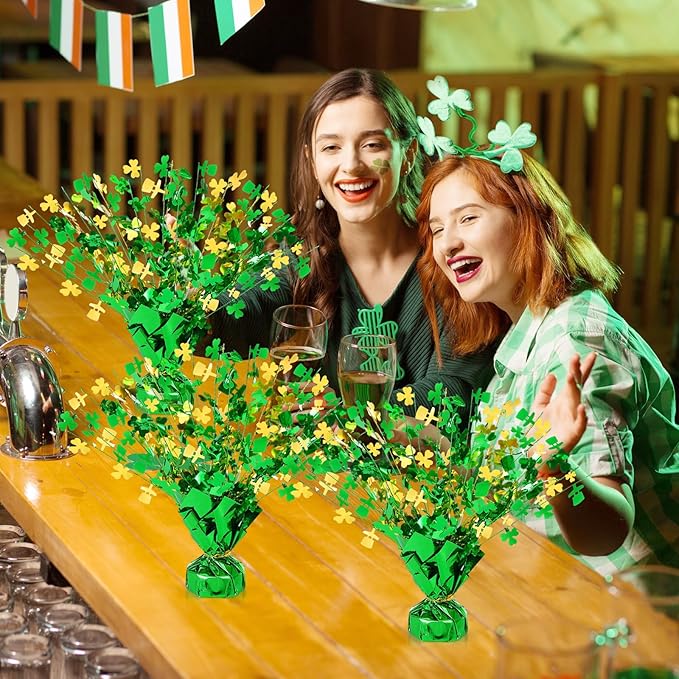 6 Pcs St Patrick's Day Party Centerpiece Shamrock Foil Spray Table