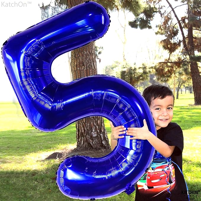 KatchOn, Navy Blue Number 5 Balloon - Big, 40 Inch | 5th Birthday