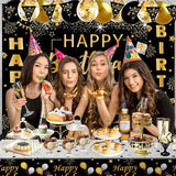 Black and Gold Birthday Decorations for Men Women 37pcs Black and