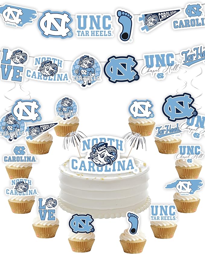 UNC Party Supplies for Football, Birthday Gift, Graduation Party