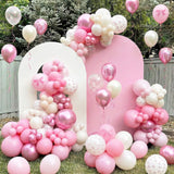Pink Bow Balloons, 60PCS Double Stuffed Pearl White Light Pink