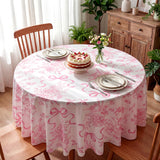 Ganeen 12 Pcs Pink Floral Bow Plastic Tablecloth Flower Round Vintage