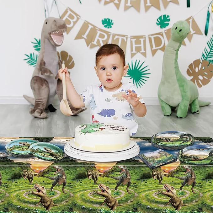 Dinosaur Birthday Decorations 81Pcs Dinosaur Paper Tableware Set