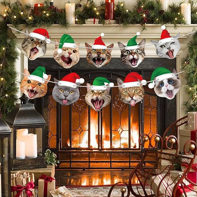 Christmas Cat Garlands Cat Birthday Banner Party Decoration Cats