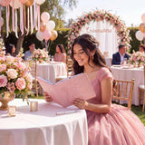 MotiMind Quinceanera Guest Book with Pen 11 x 8 Inch Libro De Firmas