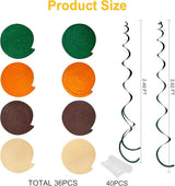 36 Pcs Green Brown Orange Beige Hanging Swirl Decorations Felt Swirl
