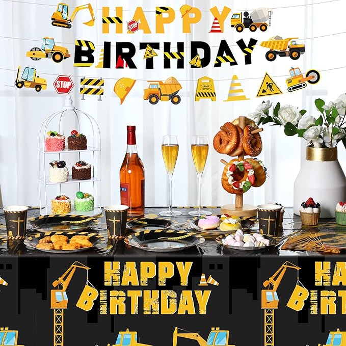 173 Pcs Construction Birthday Party Supplies Serves 24 Include