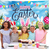 Large Happy Easter Banner 72x44 Inch Colorful Easter Eggs & Bunny