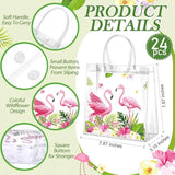 24 Pcs Flamingo Clear PVC Gift Bags with Handles Tropical Party