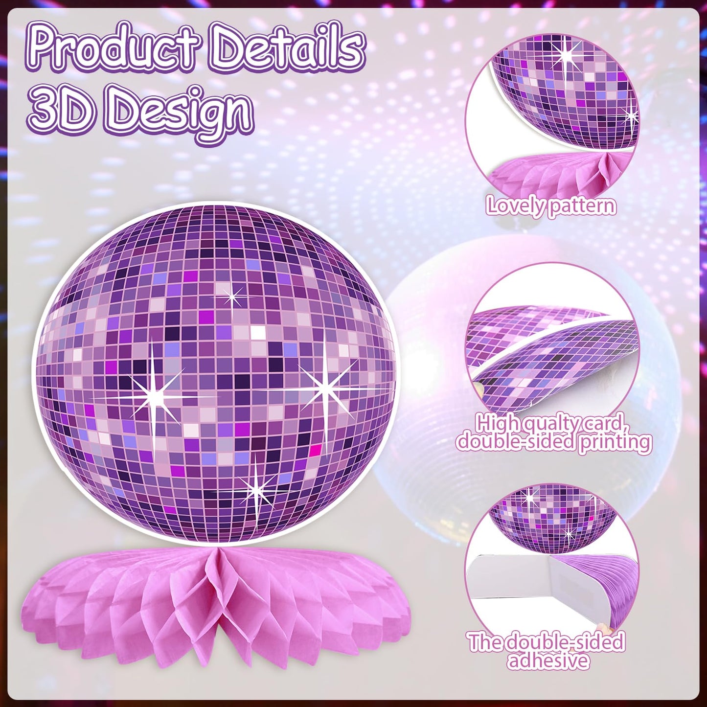 9PCS Disco Honeycomb Centerpieces Disco Ball Party Decorations