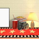 2 Pcs 13 x 72 Inch Movie Night Table Runner with Gold Star
