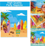 100 Pcs Summer Beach Surfing Party Paper Plates Napkins Supplies for