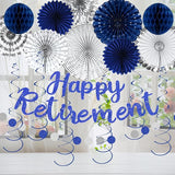 Blue Retirement Party Decorations for Men Women Silver Blue 19pc