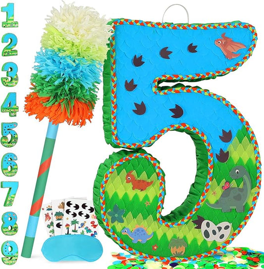 Number 5 Pinata for Birthday Party Decorations Jungle Dinosaur