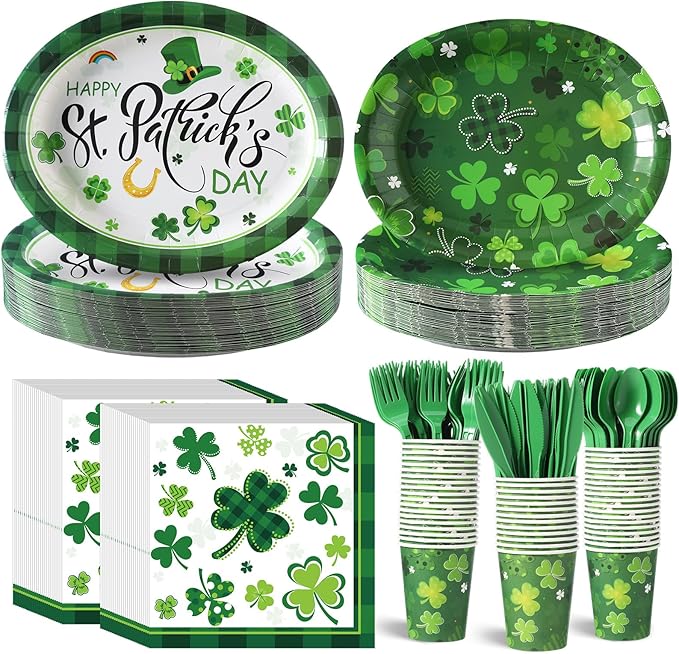 350 Pieces St Patrick's Day Party Supplies Irish Party Tableware Set