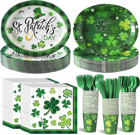 350 Pieces St Patrick's Day Party Supplies Irish Party Tableware Set