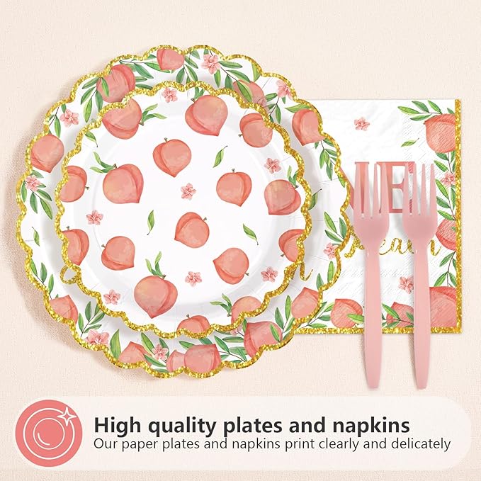 96Pcs One Sweet Peach Birthday Party Decorations Peach 1st Birthday