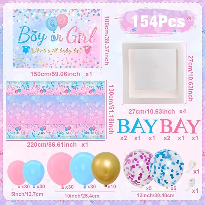 Baby Gender Reveal Party Decorations Pink Blue Balloon Arch Garland