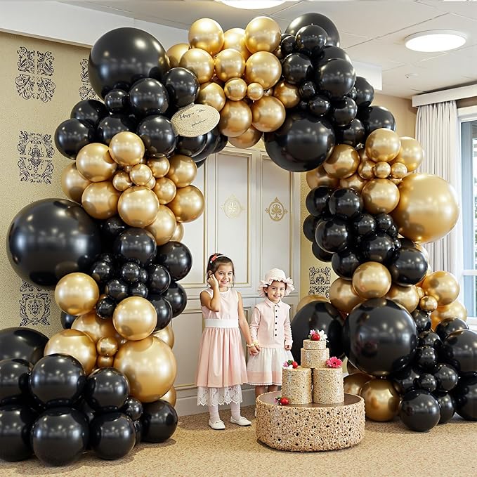 412Pcs Black and Gold Balloons Garland Arch Kit 18 12 10 5 Inch