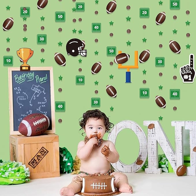 Football Party Decorations Star Circle Dot Football Helmet Goalpost