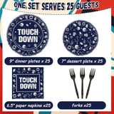 100 PCS Football Party Plates and Napkins Supplies Kit Cowboy Navy